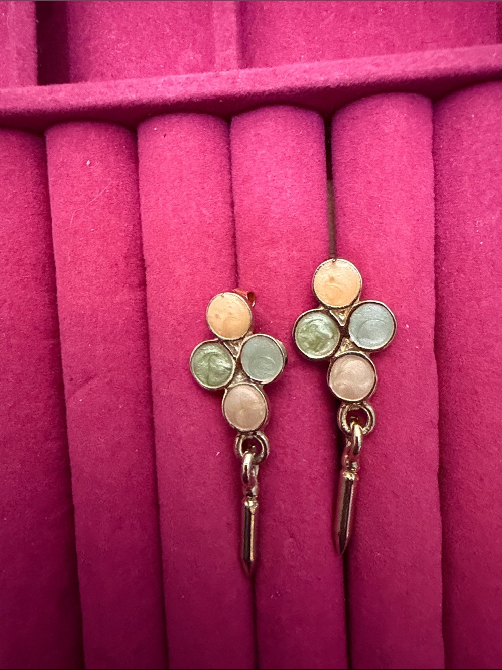 Gold-Tone Multicolor Dot Drop Earrings - Women Jewelry